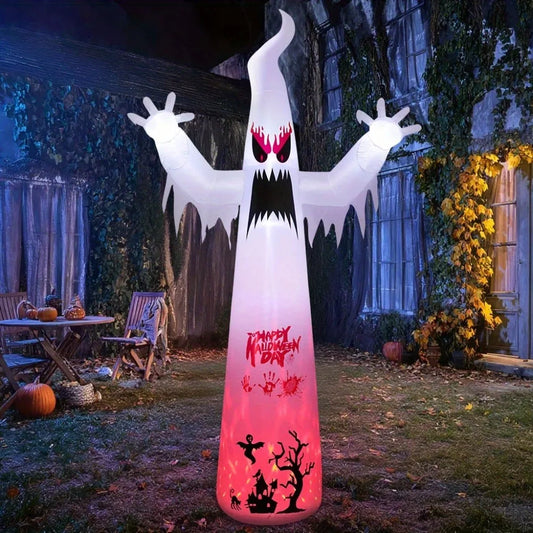 Giant Halloween Inflatable Ghost Decoration With Colorful Lights