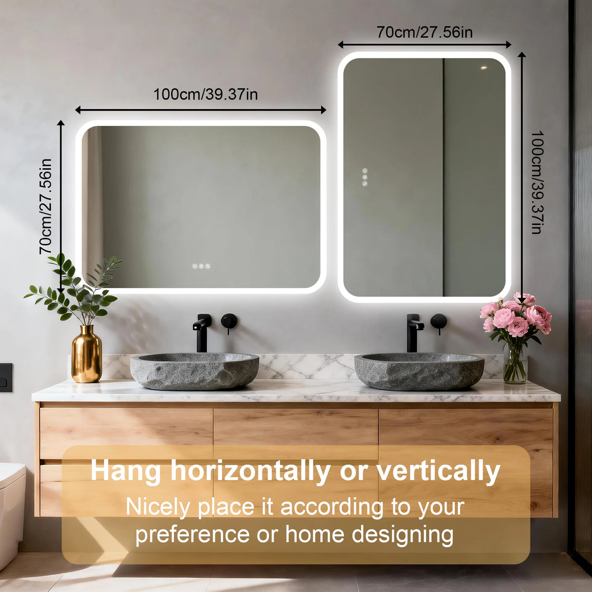 Smart LED Bathroom Mirror With Bluetooth Speakers And Anti Fog