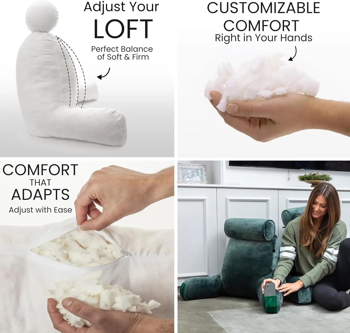 HusbandPillow Reading Pillow With Arms And Firm Back Support