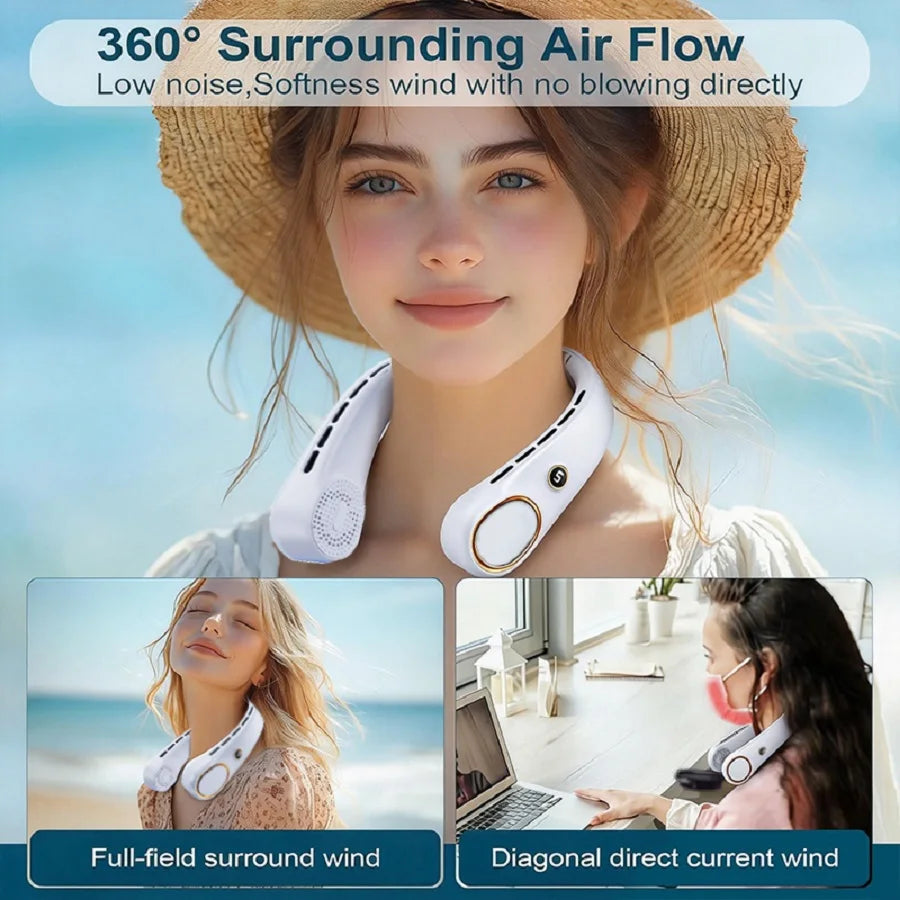 Portable Bladeless Hands Free Neck Fan For Personal Cooling