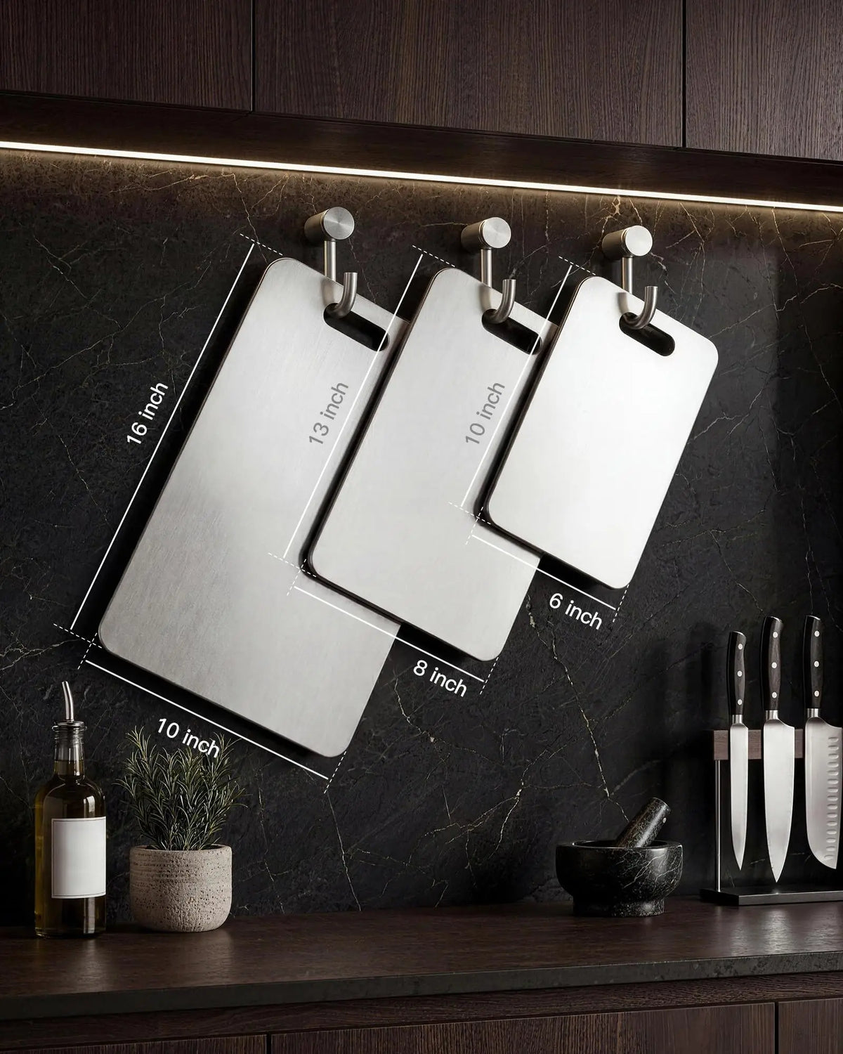 Double-Sided Stainless Steel Cutting Boards for Kitchen Food Prep