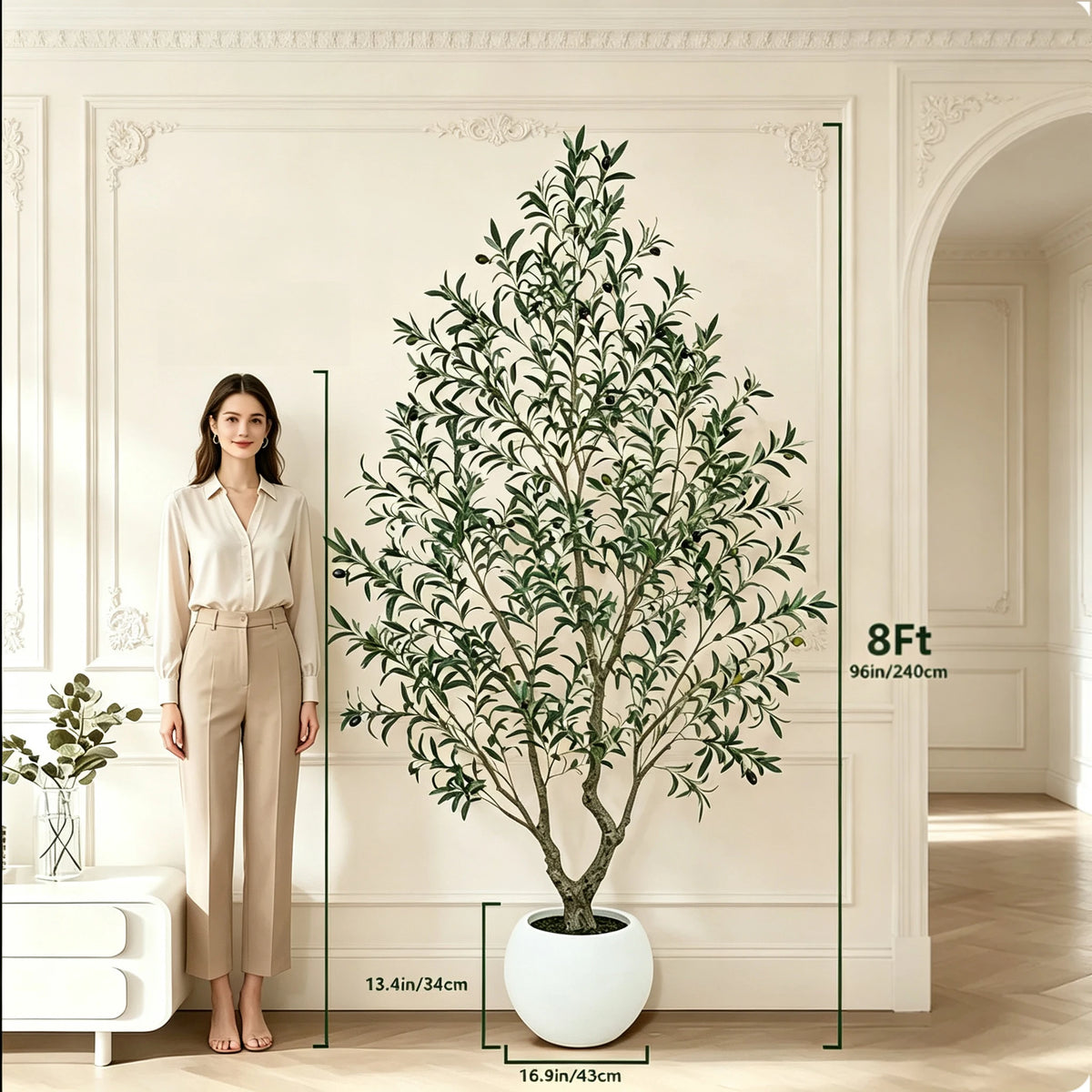 Olitree Artificial Olive Tree With Decorative Planter And Wooden Trunk