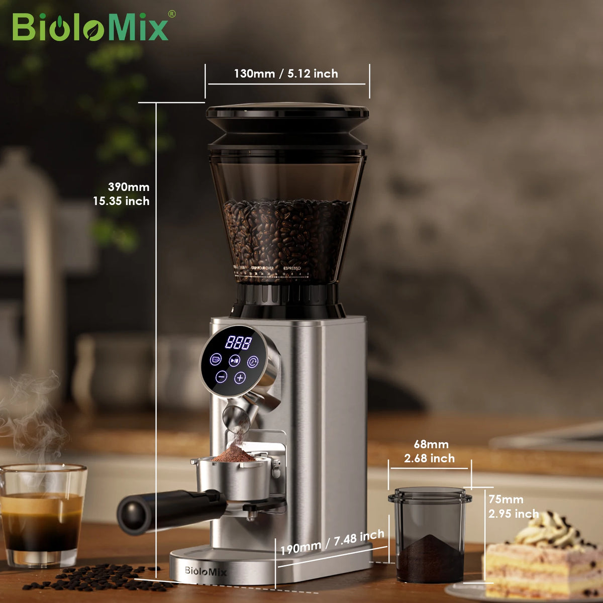 Biolomix Electric Conical Burr Coffee Grinder