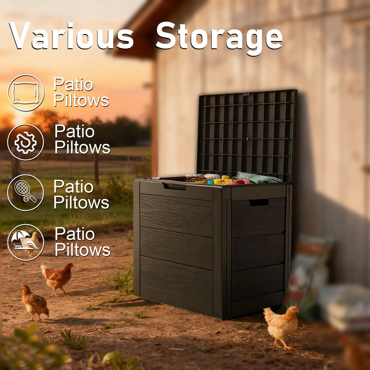 Sarenzon Heavy Duty Outdoor Deck Storage Box With Secure Lock
