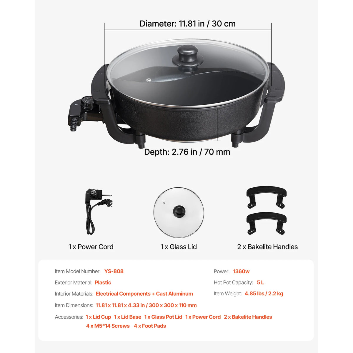 SucceBuy Dual Flavor Electric Hot Pot With Shabu Shabu Divider