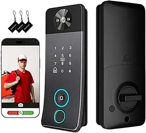 Keyless Entry Smart Door Lock with Camera & Video Intercom – Fingerprint, Password, Card & Key Access