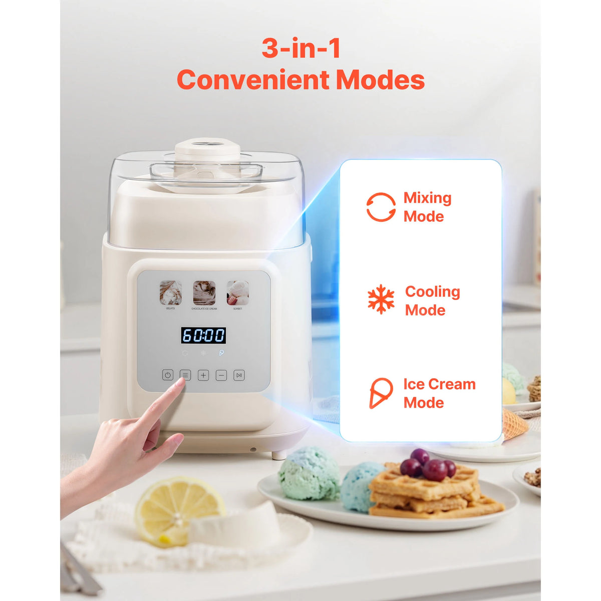 SucceBuy Automatic Compressor Ice Cream Maker for Gelato and Yogurt