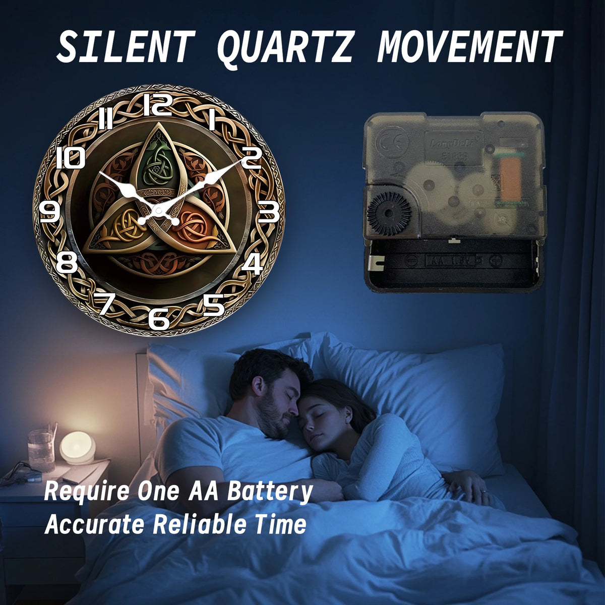 Silent Quartz Triquetra Design Decorative Wall Clock