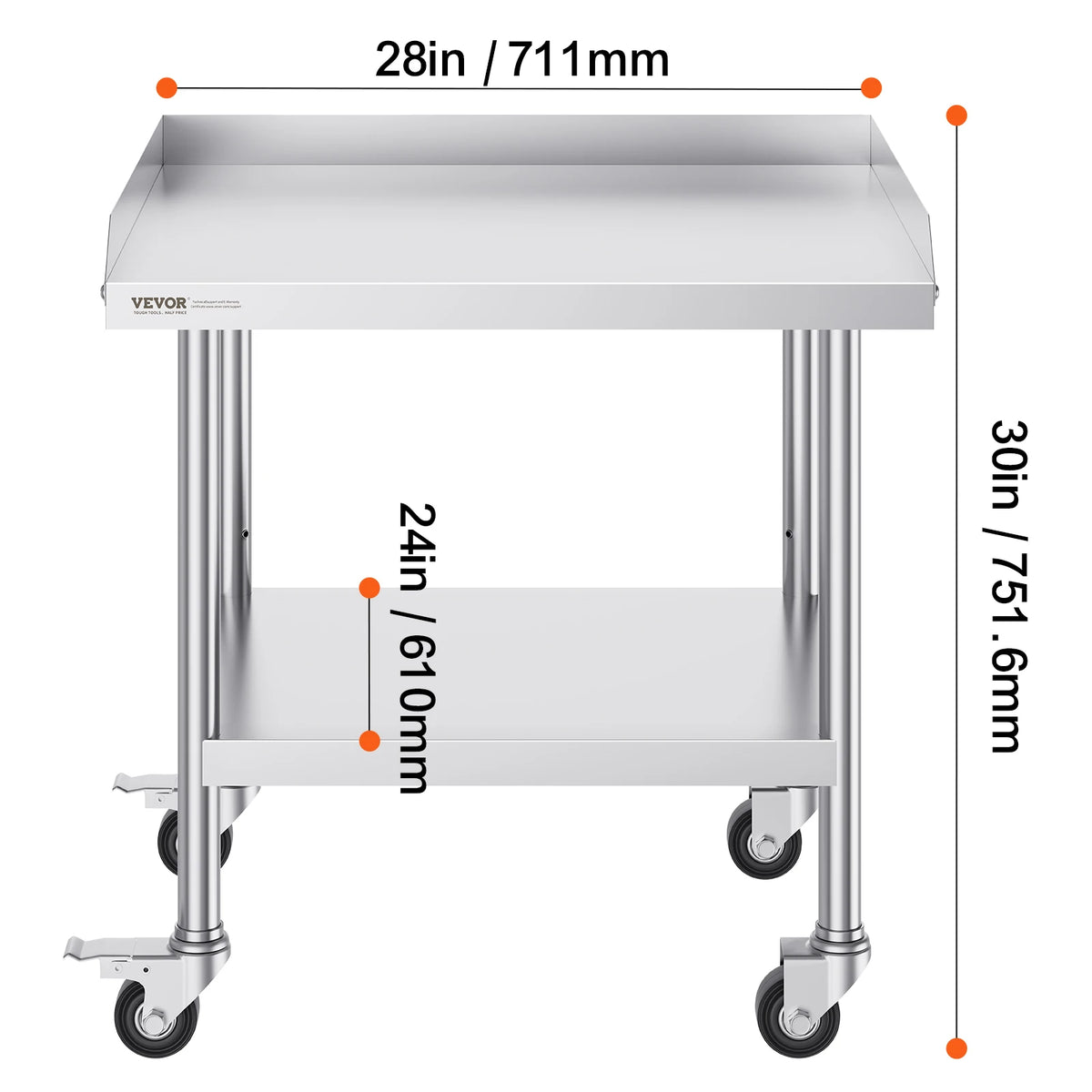 SucceBuy Stainless Steel Commercial Food Prep Work Table With Wheels