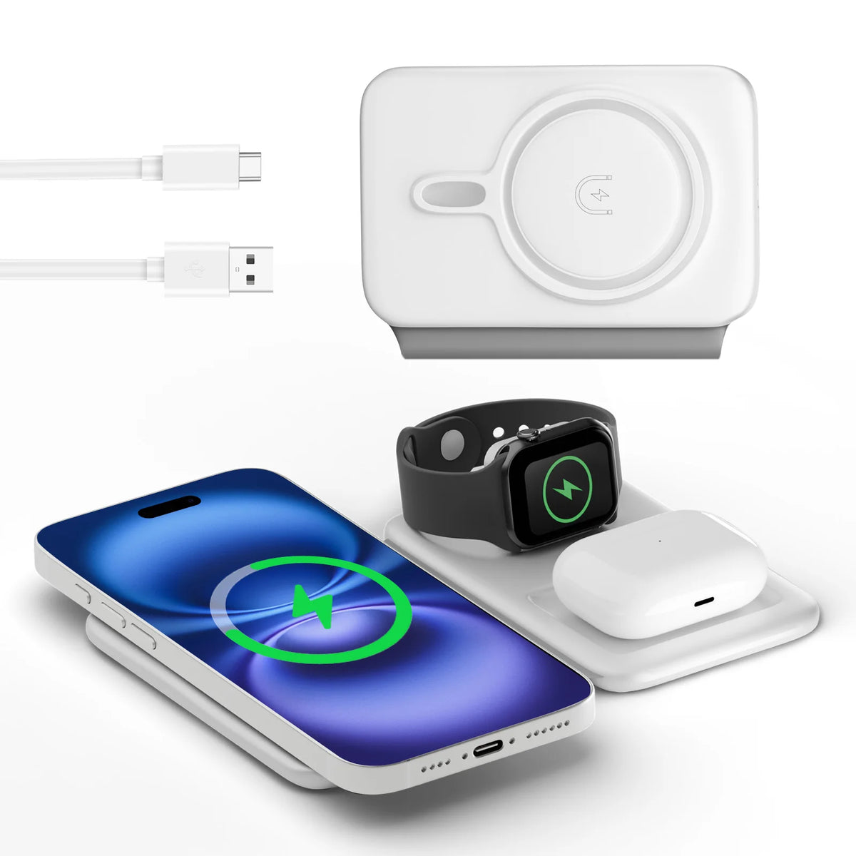 Foldable 3 In 1 Magnetic Wireless Charger for Apple Devices