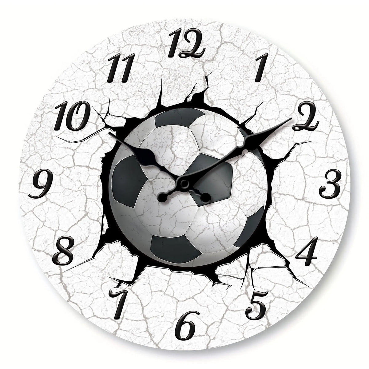 Round Football Silent Quartz Wall Clock For Home Decor
