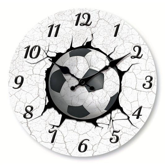 Round Football Silent Quartz Wall Clock For Home Decor