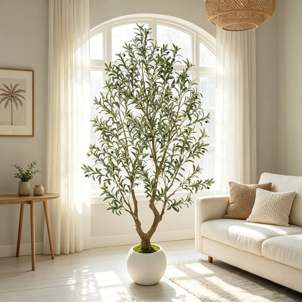Olitree Artificial Olive Tree With Decorative Planter And Wooden Trunk