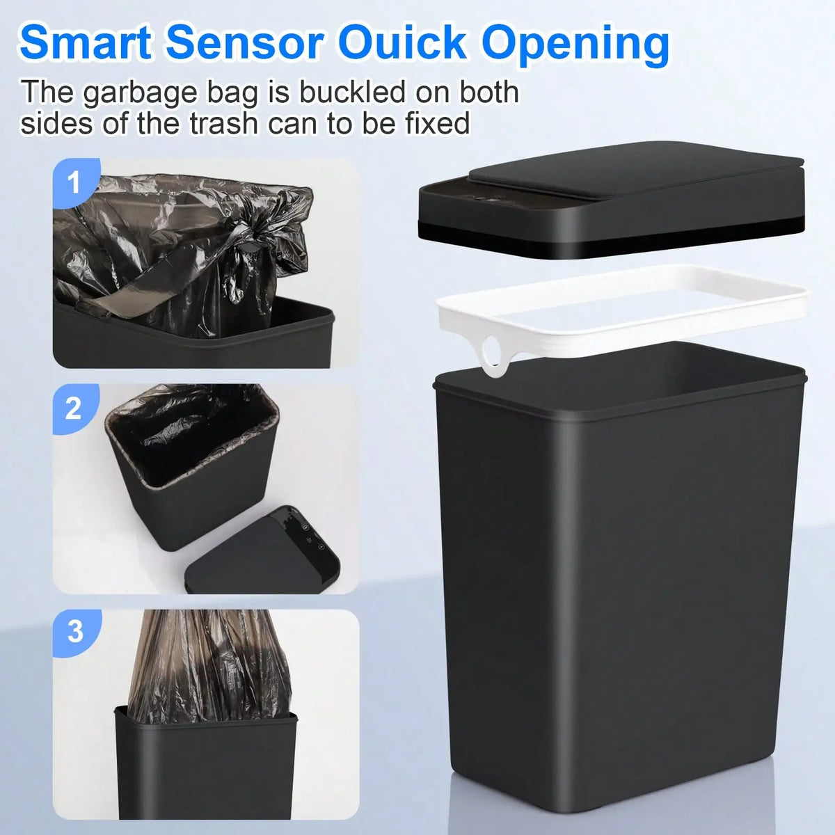 Automatic Touchless Motion Sensor Smart Garbage Trash Bin Set