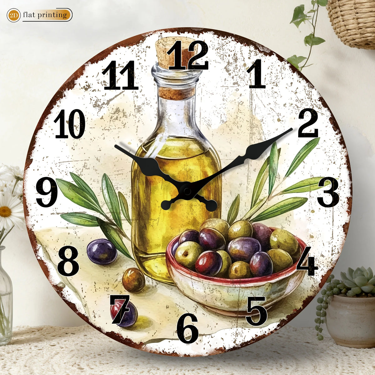Silent Round Leaf Motif Wall Clock For Home Decor