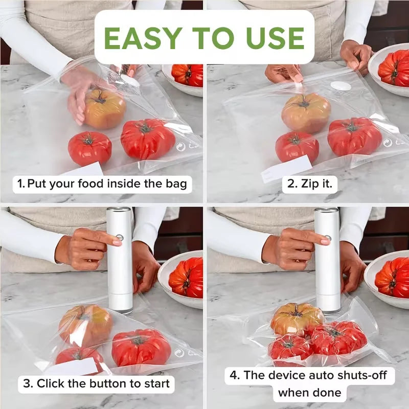 Rechargeable Handheld Vacuum Sealer With 5Pcs Reusable Bags Powerful Portable