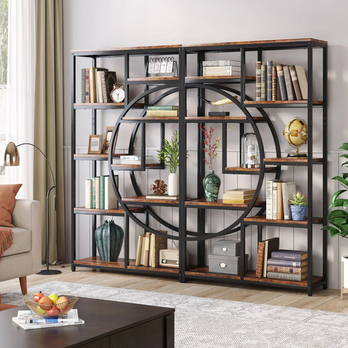 Tribesigns Industrial Bookshelf Display Shelf Storage Organizer