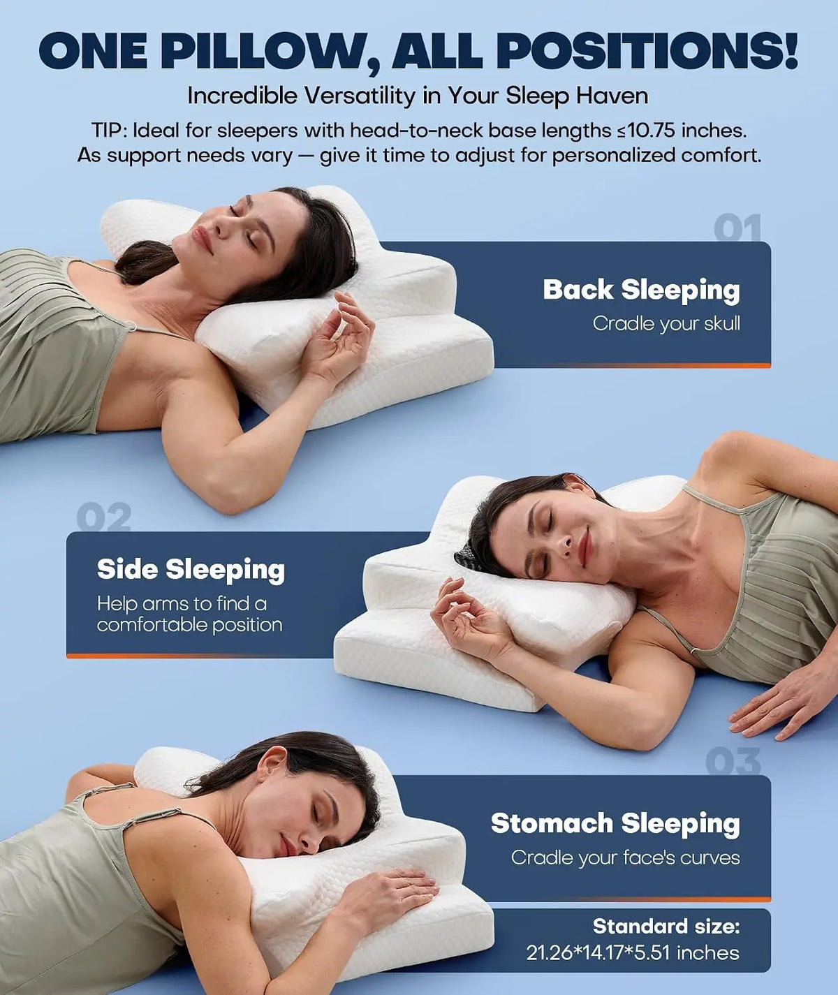 Ergonomic Cervical Memory Foam Pillow For Neck Pain Relief