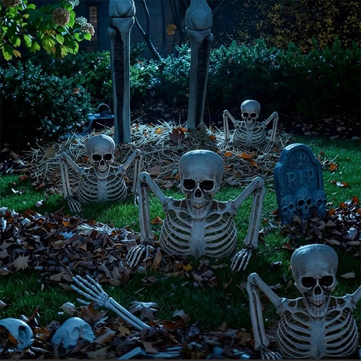 Halloween Half Body Skeleton Ornament for Spooky Haunted House Decor