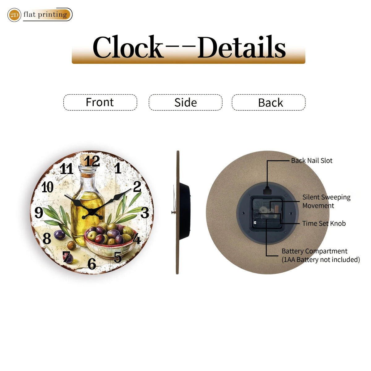 Silent Round Leaf Motif Wall Clock For Home Decor