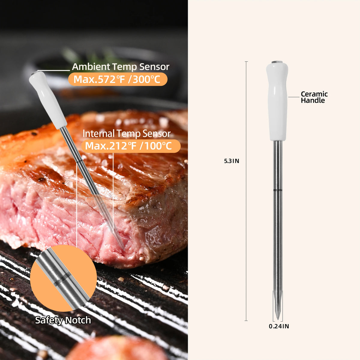Wireless Smart Meat Thermometer for BBQ and Oven Cooking