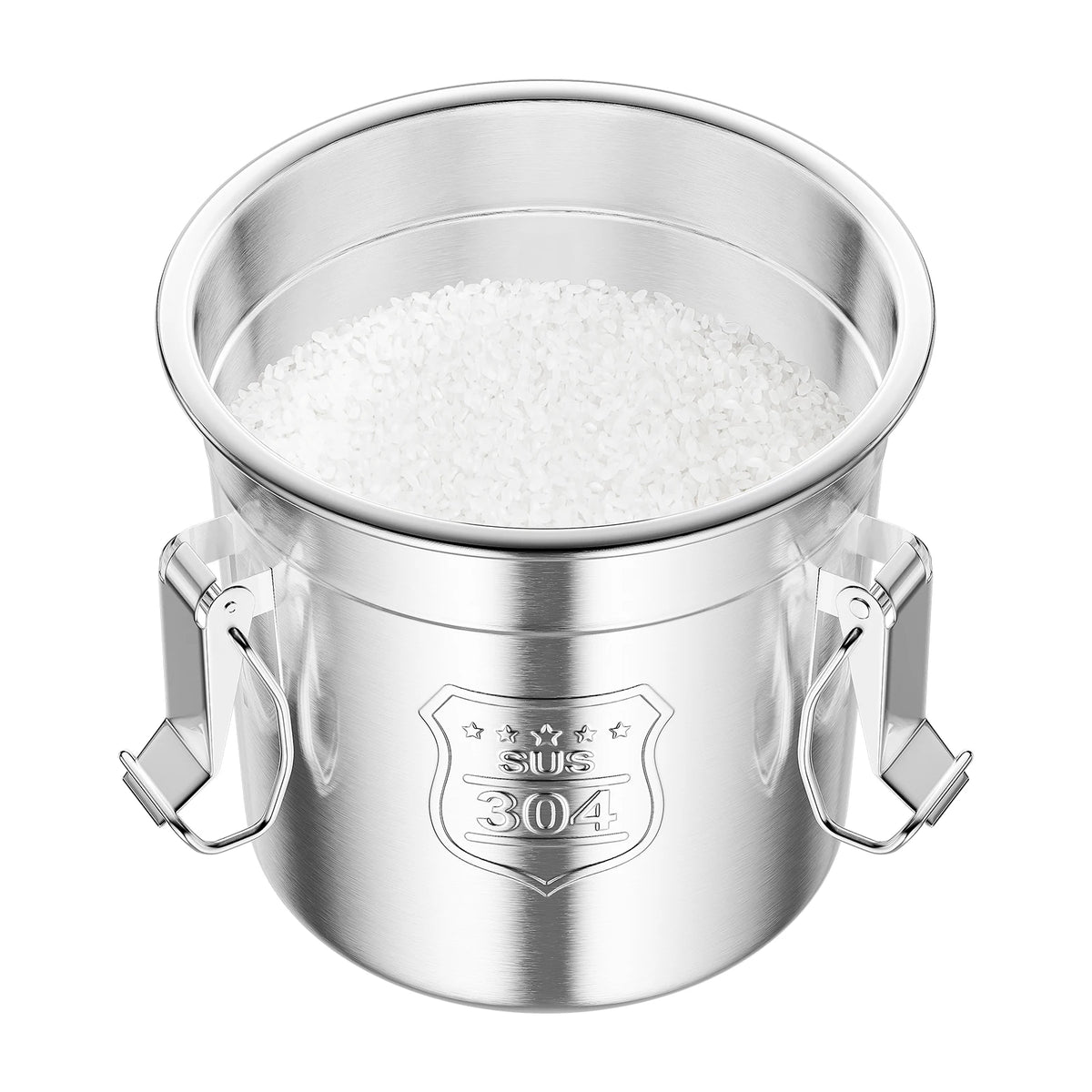 304 Stainless Steel Food Flour Oil Storage Bucket Canister, Silver Rice and Grain Storage Barrel, 6L/1.59gal Storage Bucket w/Handles and Lid