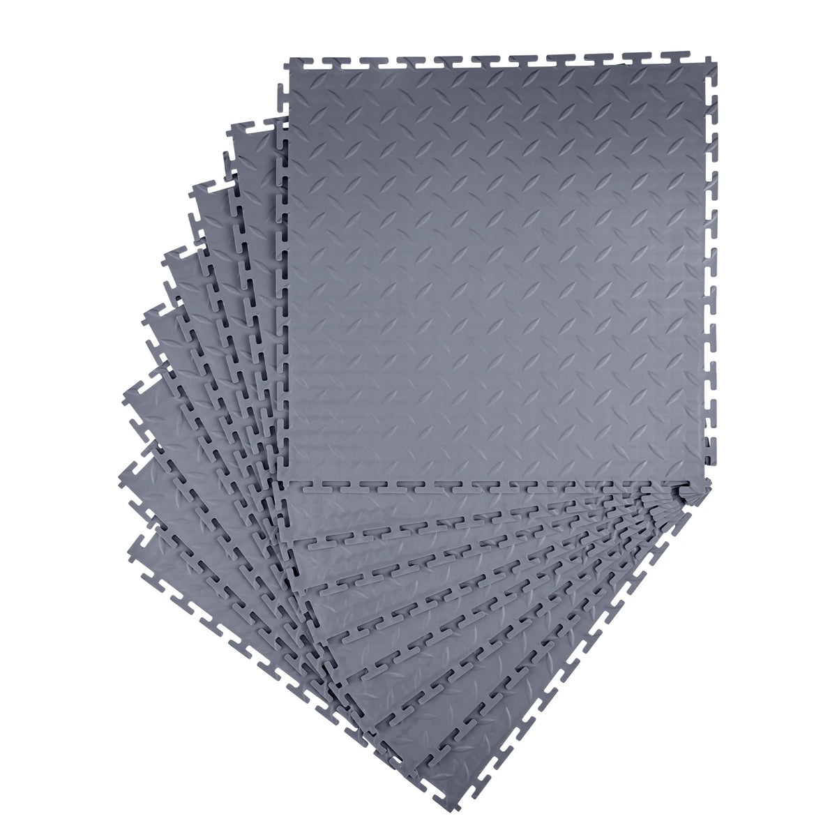 SucceBuy Garage Floor Tiles Interlocking 8 Pack/16 Pack Diamond Plate Slip-Resistant PVC Mats for Workshop Warehouse Tool Room