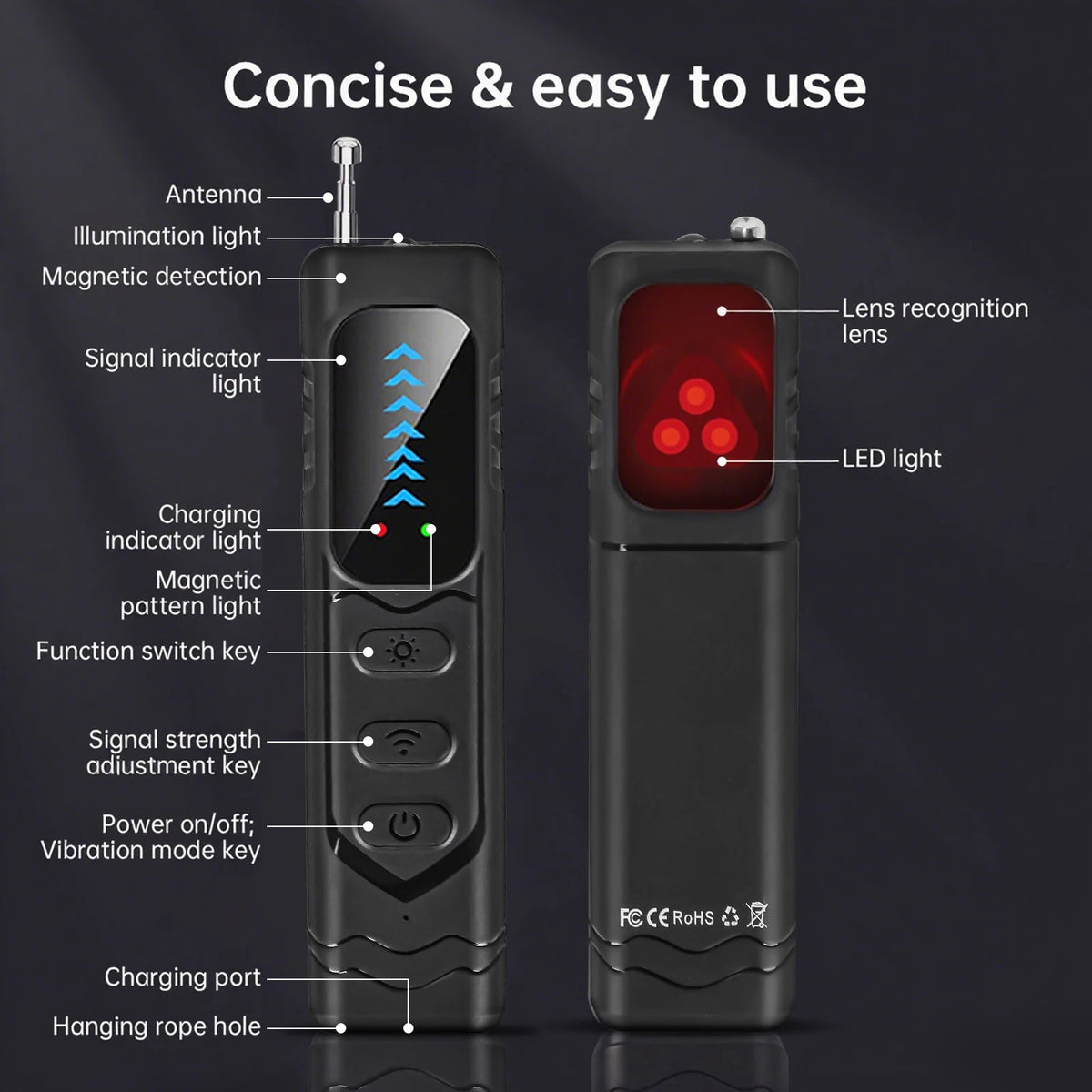 Newly upgraded radio wave scanning detector with ergonomic handheld design. Full-band high-sensitivity wireless signal detection. Anti-spying and anti-eavesdropping inspection device. Essential for safeguarding personal priva