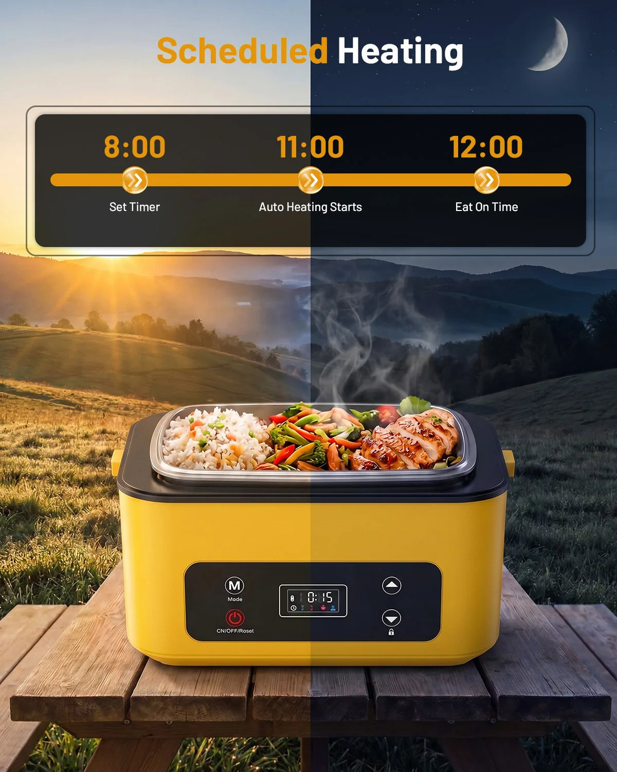 Portable Cordless Heated Lunch Box Food Warmer With Power Bank