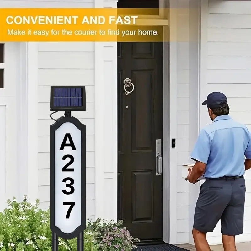 1 Sets of Solar House Number Lights, Color-Changing Solar Address Indicator Lights, Waterproof LED Door Signs Suitable for Use in Courtyards, Gardens, Driveways and Commercial Areas, Easy-to-Install Household and Residential
