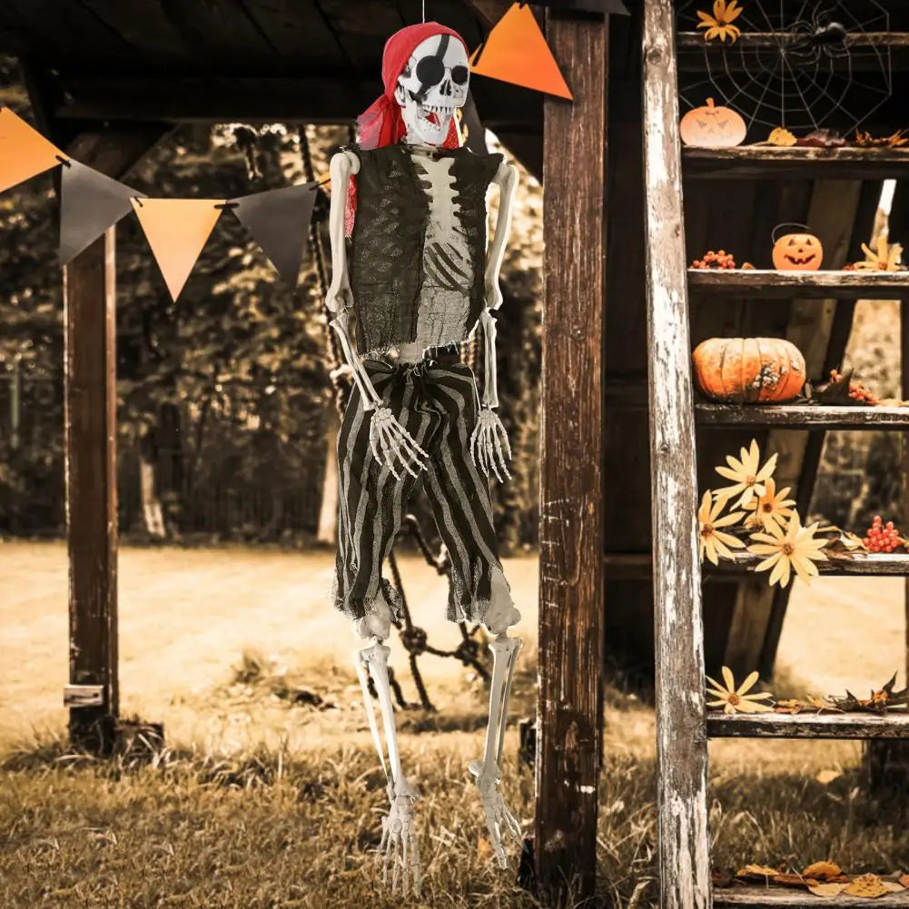 Posable Realistic Skeleton Halloween Prop With Pirate Styling