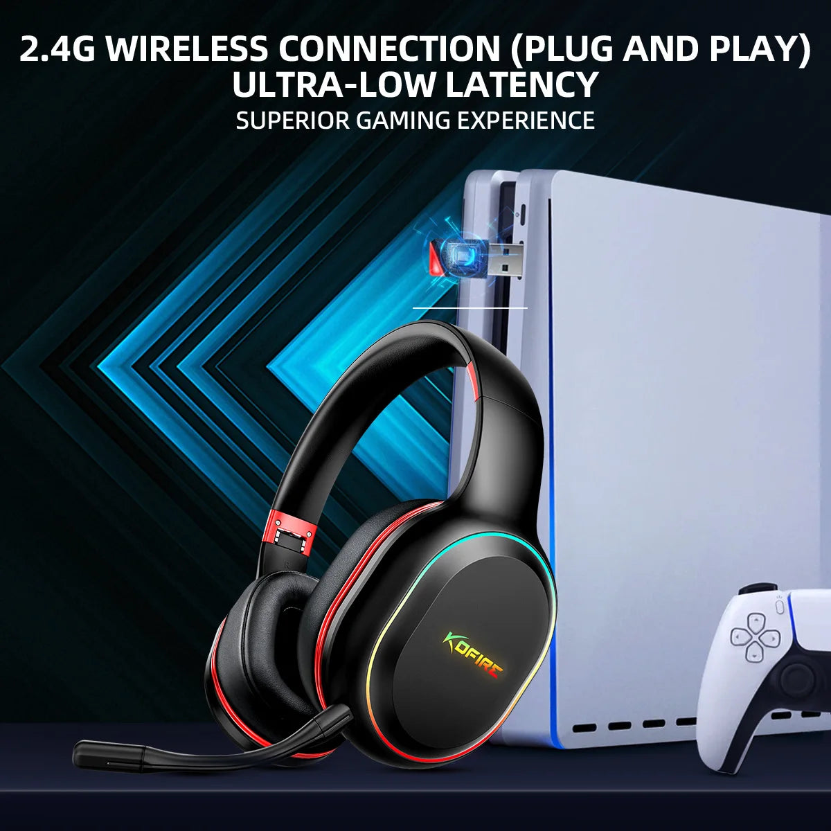 Picun Wireless Gaming Headset With Microphone For Multiple Devices