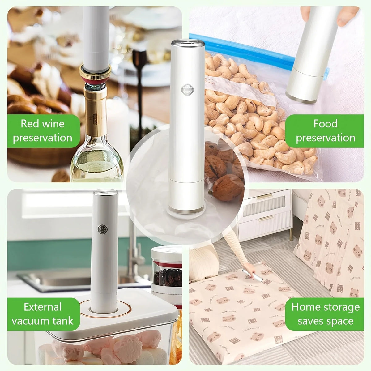 Rechargeable Handheld Vacuum Sealer With 5Pcs Reusable Bags Powerful Portable
