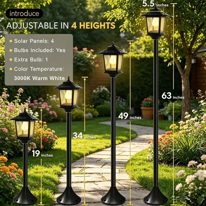 2 Pack 63 Inch Solar Lamp Post Lights, 1800 Lumens Outdoor Solar Landscape Lights with Replaceable Bulbs, IP44 Waterproof Warm W