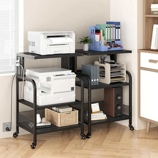 3-Tier Mobile CPU Stand Printer Shelf Removable Adjustable Storage Shelf with Rolling For Desktop Computer Tower Printer Strong Load Capacity