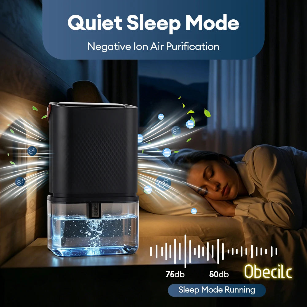 4.5L Dual-Core Dehumidifier 1000sq.ft Adjustable Humidity Negative Ion Purifier Ultra Quiet Portable Indoor Moisture Absorber with Timing Function