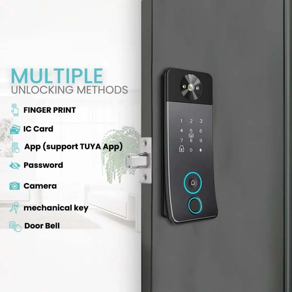 Keyless Entry Smart Door Lock with Camera & Video Intercom – Fingerprint, Password, Card & Key Access