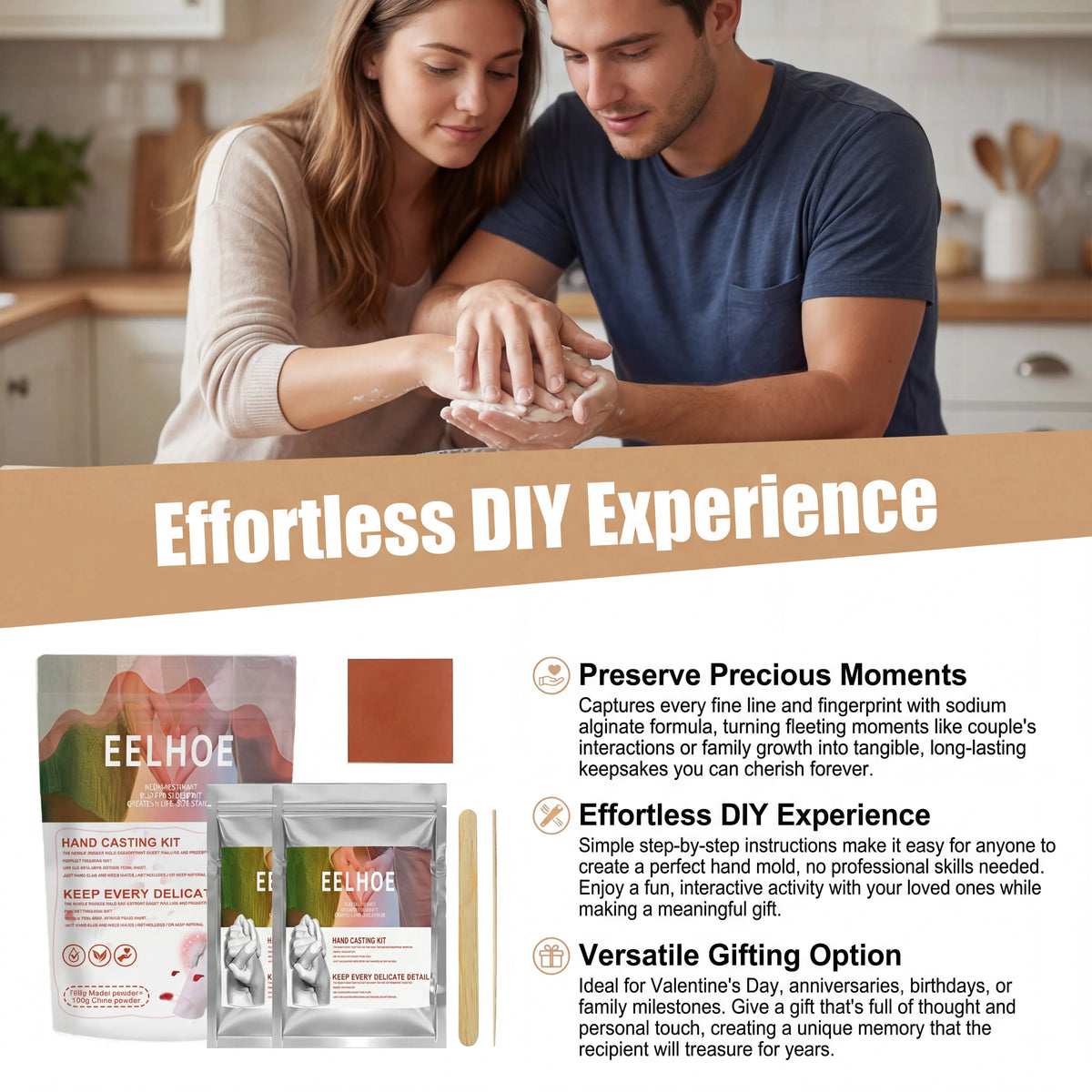 DIY Hand Mold Casting Kit For Couples Plaster Sculpture Keepsake