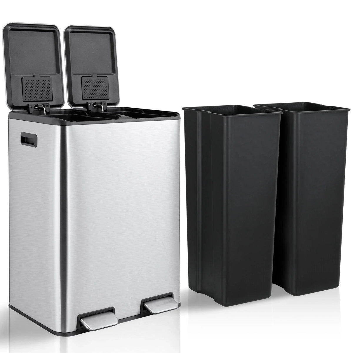 Stainless Steel Dual Step Trash Can With Filter Box