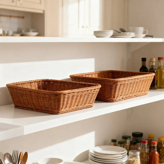 2Pcs  Set / Pure Handmade Woven Storage Baskets. Suitable for Home, Kitchen, Courtyard, and Hotel Applications