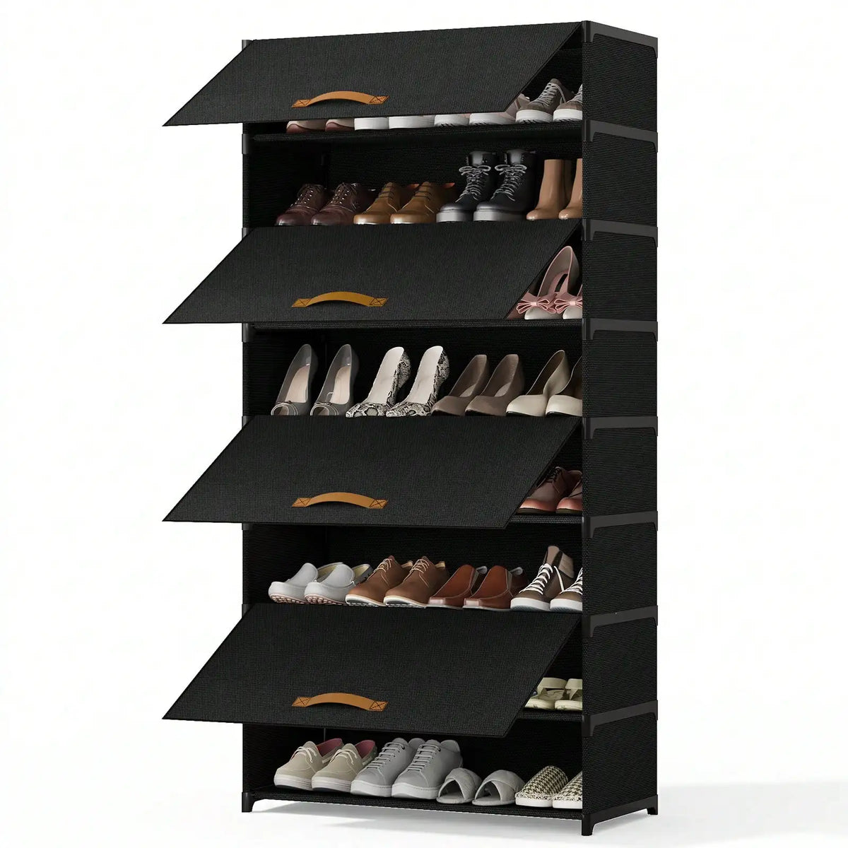 Foldable 9 Tier Shoe Cabinet With Dustproof Doors