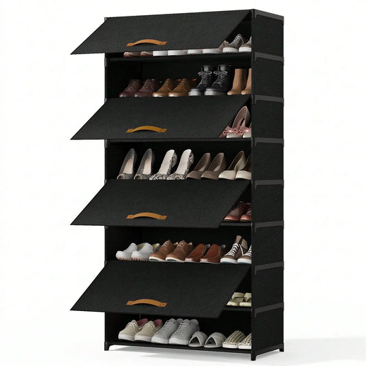 Foldable 9 Tier Shoe Cabinet With Dustproof Doors