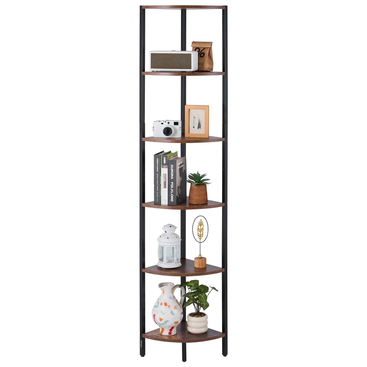SucceBuy Corner Bookshelf With Storage Shelves For Display