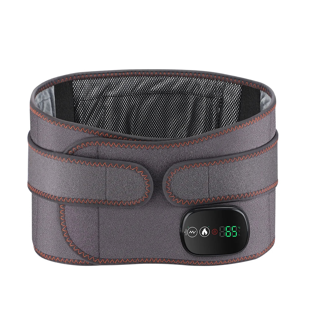 Electric Heated Waist Massage Belt with Vibration, 3 Temperature & 3 Intensity Levels, Red Light Waist Back Support Belt, 5000mAh Rechargeable Lumbar Wrap