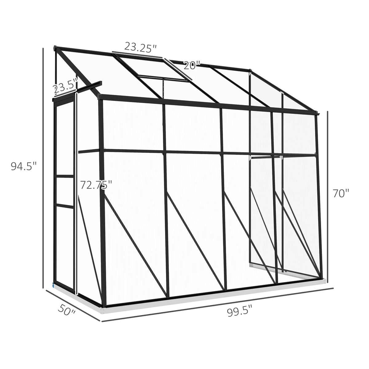 Outsunny Polycarbonate Lean To Walk In Greenhouse