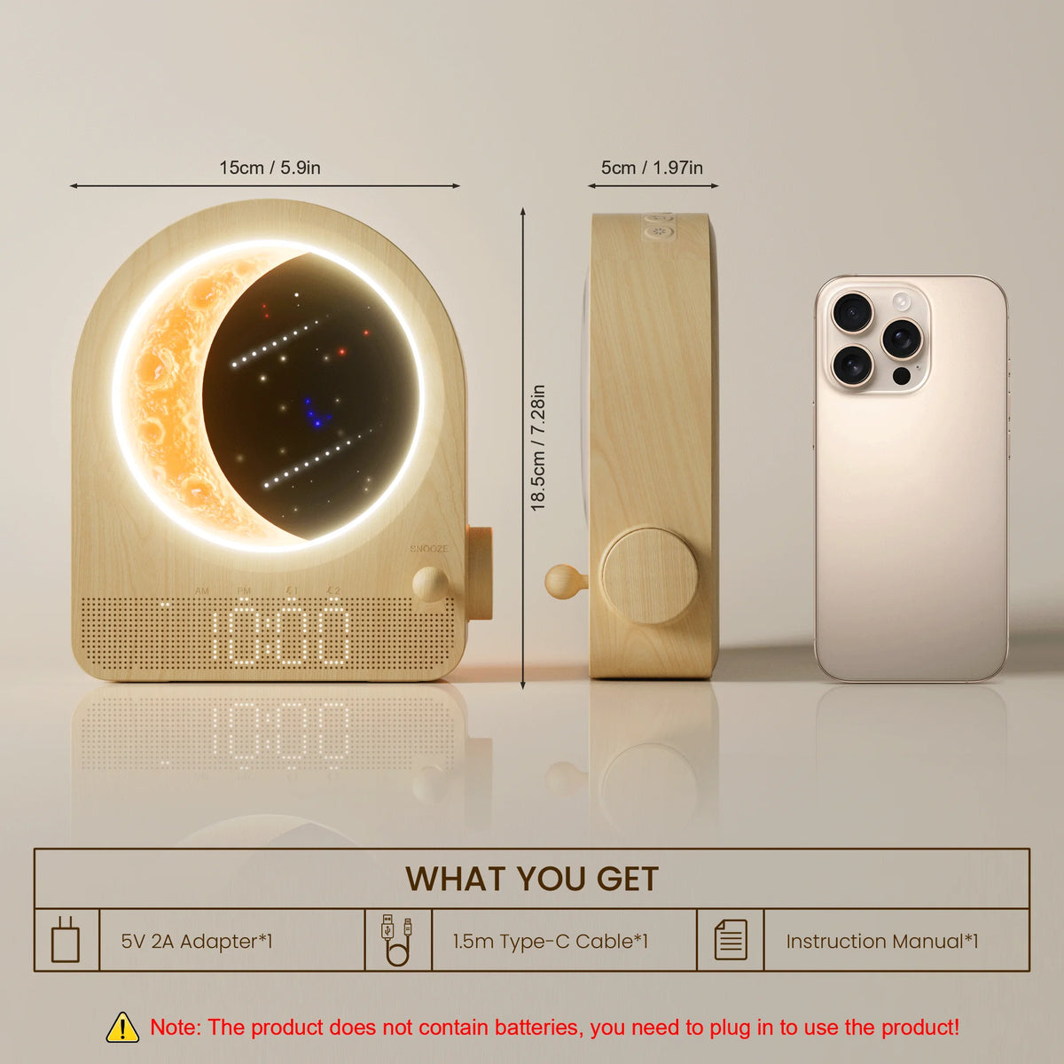 Blonbar Sunrise Alarm Clock With Moon Lamp And Nature Sounds