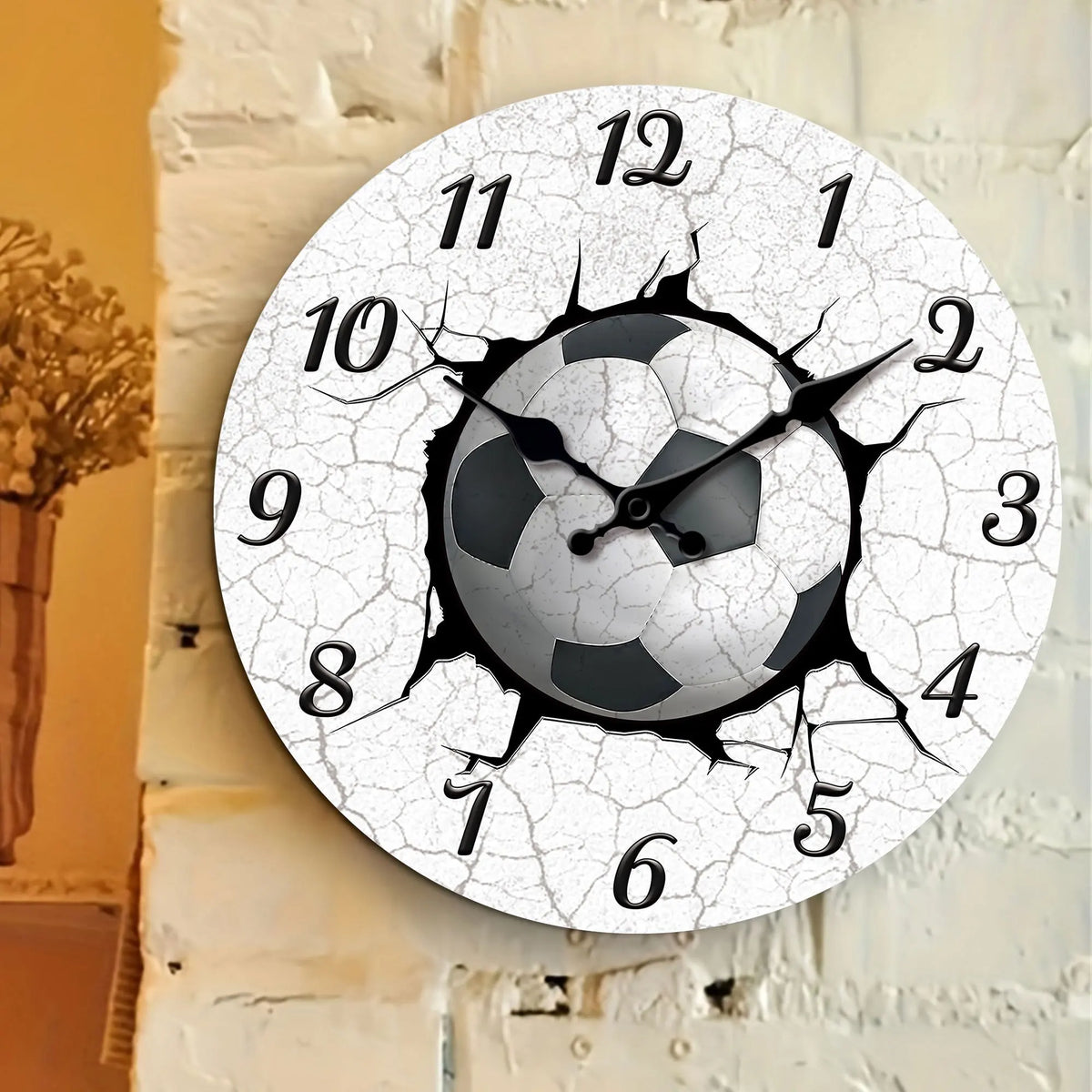 Round Football Silent Quartz Wall Clock For Home Decor