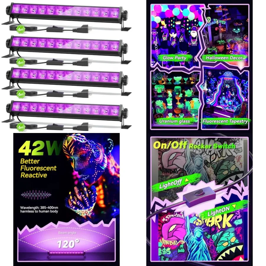 LED Black Light Bar for Glow in the Dark Parties