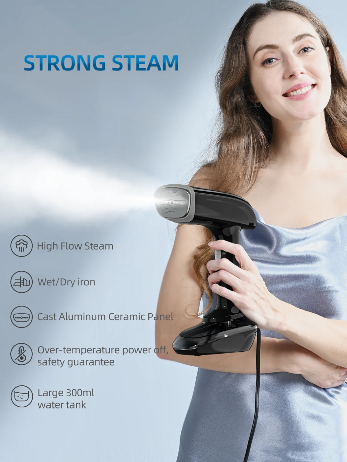 Portable 1200W Handheld Steam Brush Iron For Clothing Care