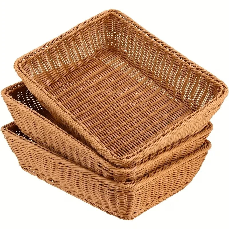 2Pcs  Set / Pure Handmade Woven Storage Baskets. Suitable for Home, Kitchen, Courtyard, and Hotel Applications
